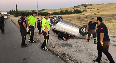 Takla atan araçta korku dolu anlar!