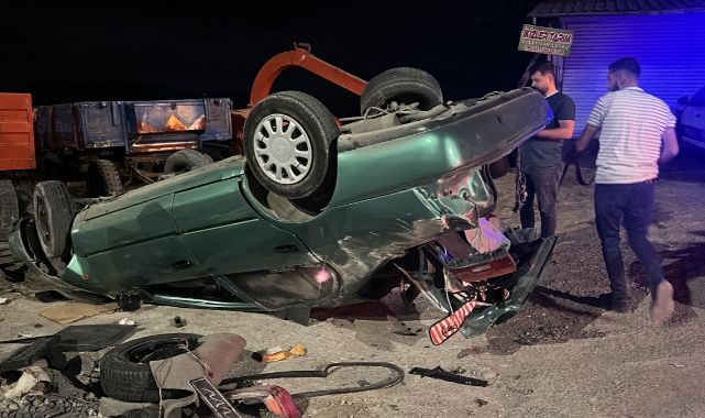 Devrilen otomobilin sürücüsü ağır yaralandı