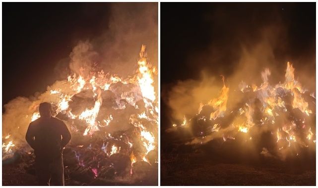 Erzurum'da yüzlerce saman balyası yandı!