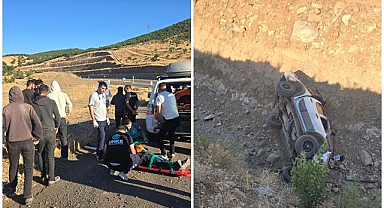 Kontrolden çıkan pikap şarampole devrildi