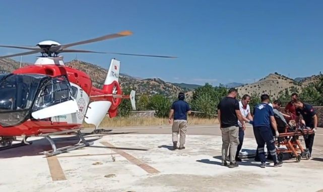 Yaralanan genç kadın ambulans helikopterle sevk edildi