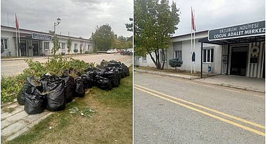 Yükümlülerden Erzurum Çocuk Adalet Merkezi'nde çevre temizliği 
