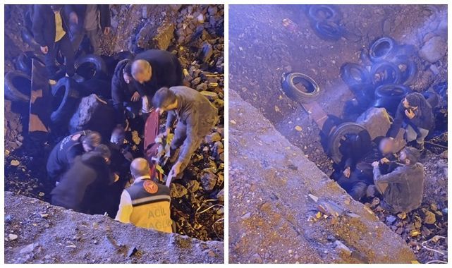 Açık bırakılan kazı alanına düştü!