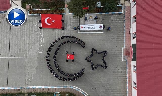 Erzurum'da cezaevi personelinden Cumhuriyet'in 103. yılına özel koreografi gösterisi