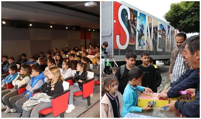 Erzurum’da çocuklara mobil sinema sürprizi