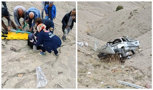 Feci kaza! Otomobil uçurumdan yuvarlandı