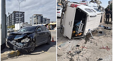 Kamyonet yan yattı, 4 aylık bebek yaralandı