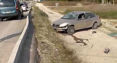 Kontrolden çıkan araç araziye uçtu!