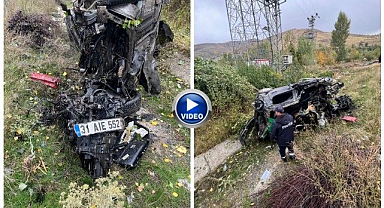Kontrolden çıkan otomobil hurdaya döndü