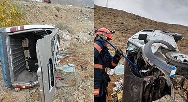 Şarampole devrilen araçta can pazarı!