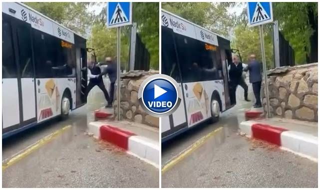 Şoförle yolcu arasında şemsiyeli kavga!