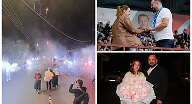 Stadyumda evlilik teklif etmişti, kız istemeye 60 meşaleyle gitti   