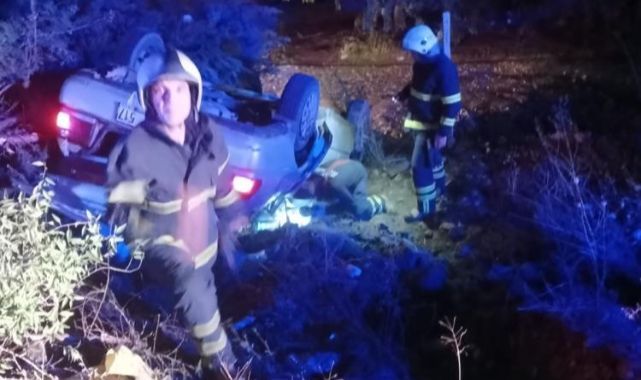 Yoldan çıkan araç şarampole uçtu!