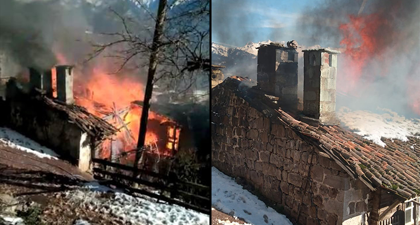 Köyde Yangın Korkuttu