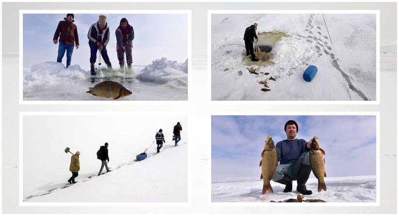 Nazik Gölü’nde Eskimo Usulü Balık Avı